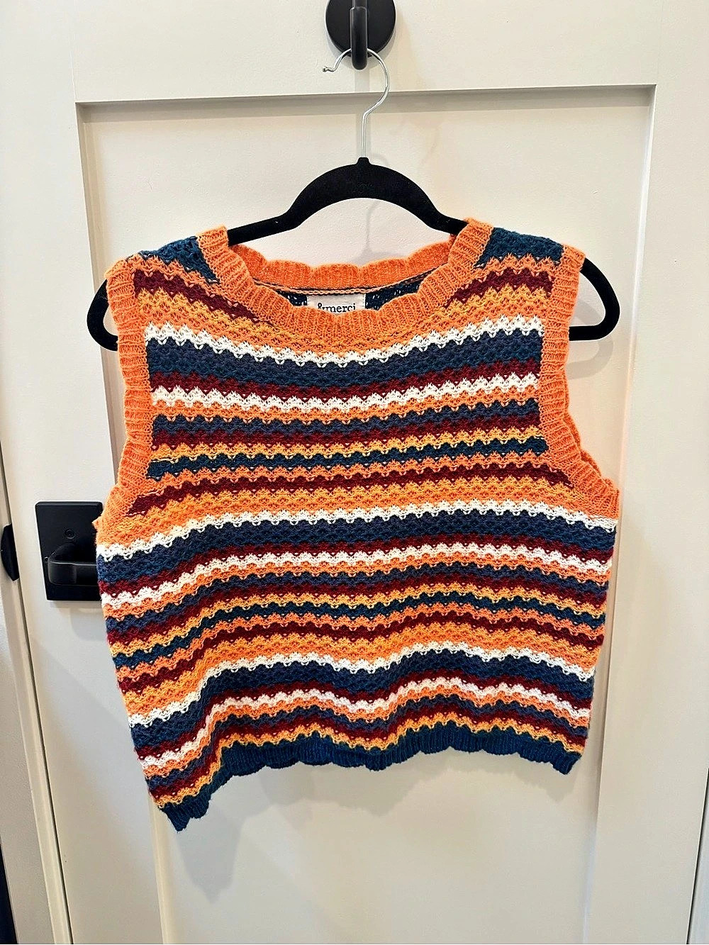 &merci & Striped Knit Vest in Orange & Blue Size Medium Like New